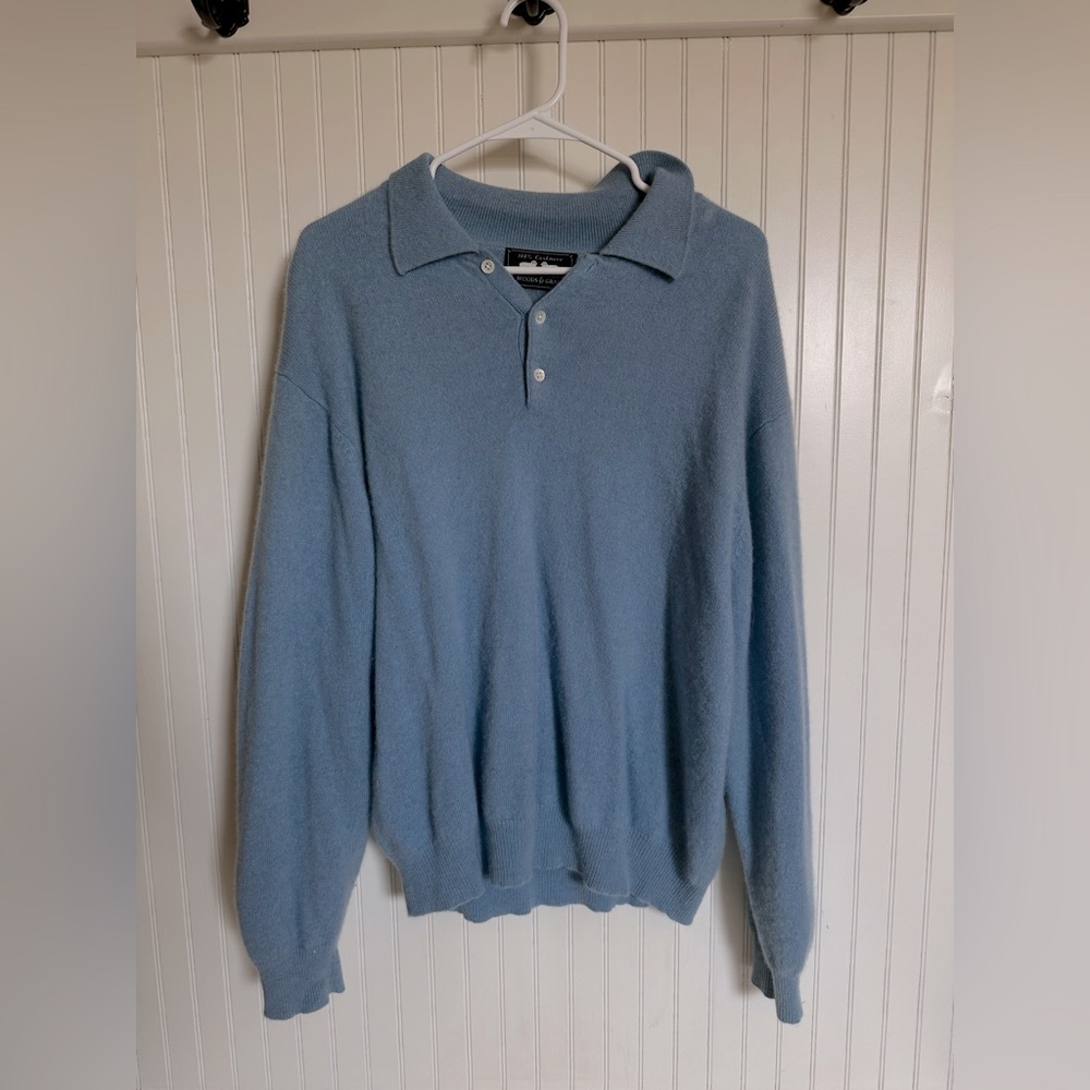 100% Cashmere Sweater - Size L - light blue - warm and super soft